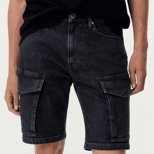 Shorts en jean délavés à l'acide, à double ourlet, de haute qualité, style baggy, broderie personnalisée, mode masculine - Product Image 3