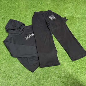 Venta al por mayor High Street Casual Sports Otoño Color sólido Sudadera con capucha y pantalones de chándal Hombres Sudadera con capucha Chándal para hombres 2025 - Product Image 4