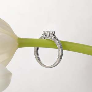 Jeulia <b>Celtic</b> Knot Floral Cluster Engagement <b>Ring</b> Sterling Silver 18K Plated Adjustable - Product Image 5