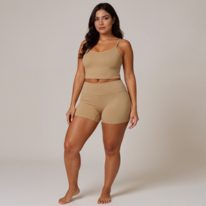 Pantalones cortos atléticos de yoga para mujer de cintura alta ajustados con estilo, pantalones cortos de entrenamiento para mejorar el rendimiento de los glúteos sólidos - Product Image 3