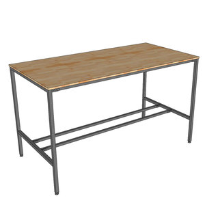 Industrial Design 180x90x105cm Standing Conference <b>Table</b> Rubber Wood with Iron Legs Assembly Required-HBMN038 - Product Image 5