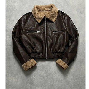 Chaqueta de Cuero Genuino con Cremallera para Mujer, Estilo Bomber Vintage, Logotipo Frontal, Resistente al Viento, Transpirable, Alta Calidad OEM - Product Image 2