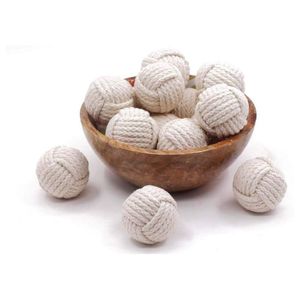 Juego de 6 bolas de cuerda de algodón, adornos de nudo náutico hechos a mano, detalles decorativos rústicos para rellenos de jarrones, bandeja, estilo artesanal - Product Image 1