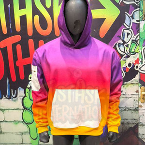 Sudadera con capucha de gran tamaño con degradado vibrante Tie-Dye y Bold 3D Puff Print text Premium pullover estilo casual Hombres Sudaderas con capucha - Product Image 5