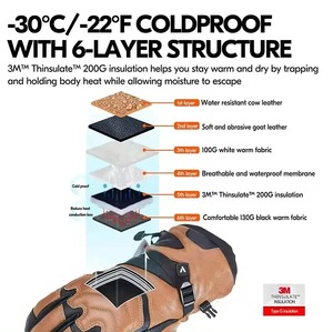 Haute qualité Durable pas cher taux hiver neige gants d'hiver chaud hommes coupe-vent imperméable pour gants de Ski Top qualité meilleur taux - Product Image 5