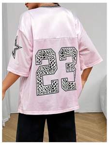 Jersey de mujer de moda, camisetas de gran tamaño, gráfico de letras, cuello en V, Media manga, ropa de calle, camisetas cómodas y elegantes - Product Image 4