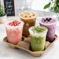 Plateaux porte-gobelets personnalisés AT PACK pour 4 boissons, porte-gobelets en pulpe écologiques pour boissons à emporter, cafés, bars à jus