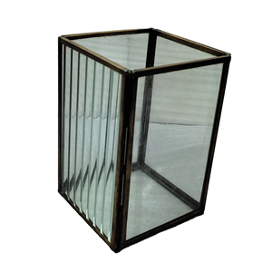 Portavelas de vidrio acanalado, soporte de vela de Metal de diseño Premium, soporte de pilar de Metal y vidrio transparente, soporte de vela decorativo para el hogar - Product Image 1