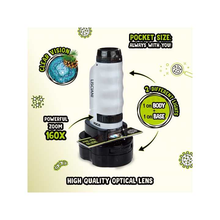 Portable Genius Toy Microscope with Slide Holder Base and Light for On ...