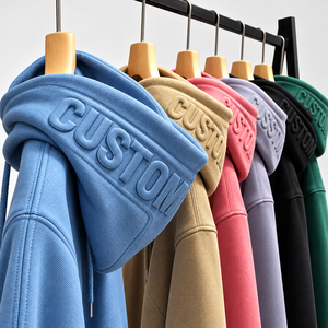 Sweat-shirt blanc personnalisé de haute qualité pour homme, avec impression en relief, sweats à capuche surdimensionnés, sweats à capuche avec impression en relief - Product Image 1