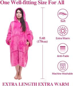 Échantillon disponible : Sweat à capuche oversize en polaire avec manches, style couverture, à carreaux, pour femme, avec poches - Product Image 2