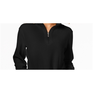 Top con zip da donna Karen Scott, nero, taglia Petite S, stile casual, elemento di moda semplice, tessuto lavorato a maglia - Product Image 2