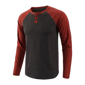 T-shirt raglan unisexe 100% coton en tricot uni décontracté coupe ajustée à manches longues et manches contrastées OEM Impression de logo personnalisé - Product Image 1