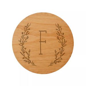 Tienphong Wholesale 2025 Bamboo Wood Round Farmhouse Floral Personalized with The Letters <b>Initial</b> Wood <b>Coaster</b> - Product Image 4