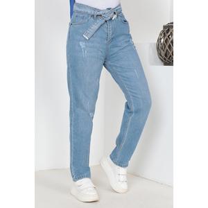 Jeans décontractés style boyfriend avec ceinture, confortables, en Spandex/Polyester, coupe classique - Product Image 4