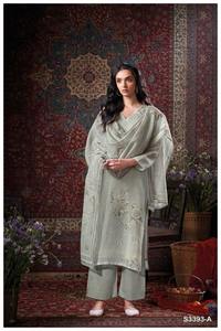 Tissu respirant Salwar Kameez imprimé en lin pour femmes élégantes et modernes pour les fêtes d'été décontractées en gros - Product Image 2