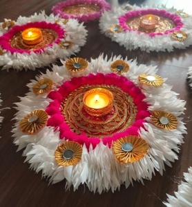 Rangoli Floor <b>Mats</b> Jasmine Floral Real Mirror T Light Candle Holder Wedding Decoration Night Party Decor Idea Housewarming Gift - Product Image 3
