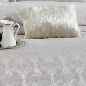 Guzide Podyum Stone Colour 4-Piece Customized Classic Luxury Home <b>Bedspread</b> <b>Set</b> 100% Chenille Organic Woven Striped Washable Ant - Product Image 4