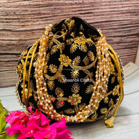 Nouvel arrivage de sac ethnique de travail de broderie dorée fait à la main pour femmes cadeau de mariage beau sac de travail brodé Potli pour femmes