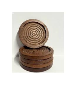 <b>Set</b> 4 ELEGANT DESIGNS Wooden <b>Coasters</b> <b>Holder</b> Brown Square Design Durable Eco-Friendly for Kitchenware Dining Tables - Product Image 4