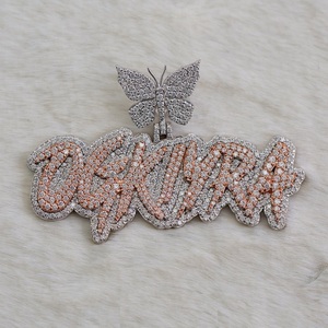 Luxe 14K Plaqué Or Princesse Coupe Moissanite Lettre Personnalisée Style Pendentif Hip-Hop Inspiré En Argent Sterling Cadeau Charmes - Product Image 1