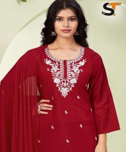 Brodé Salwar Kameez Boutique pakistanais élégant trois pièces formel coton élégant blanc cousu mariage Long costume de fête - Product Image 2