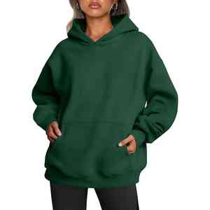 Conjunto de sudadera y Sudadera con capucha y cuello redondo suelto de Color sólido de terciopelo de Invierno para mujer - Product Image 2