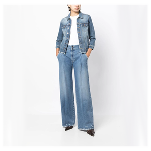 Pantalones Vaqueros de Pierna Ancha para Mujer, Hechos a Medida, Cómodos, de Alta Calidad, Cintura Media, Largo hasta el Tobillo, Color Azul Claro - Product Image 2