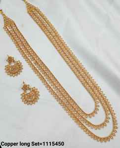 INDIAN TRADITIONAL and FASHIONABLE COPPER <b>JEWELLERY</b> BRIDAL WEDDING <b>JEWELLERY</b> <b>SET</b> for WOMEN EARRINGS and NECKLACE <b>SET</b> - Product Image 3