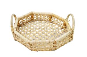 Premium Rattan Octagonal Tray Vietnam Natural Storage Hand Woven Wicker Fruit Serving Tray for Wedding Centrepiece Hot Sell Tray - Product Image 2