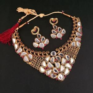 Midas TOUCH Gold Plated kundan austrian หินสร้อยคอชุดเครื่องประดับที่ดีกับ zircon และ Pearl สำหรับเป็นของขวัญ-1112210 - Product Image 1