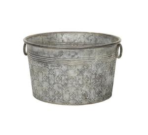 Ensemble de pots de fleurs en métal galvanisé à nervures avec poignées latérales, pots de plantes rustiques pour intérieur et extérieur, vente en gros - Product Image 4