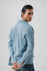 Lupin felt High Quality Custom <b>Men's</b> Denim <b>Jacket</b> New Stylish Wool & Cotton Long Jean <b>Jacket</b> OEM Wholesale Casual Wear for Boys - Product Image 5
