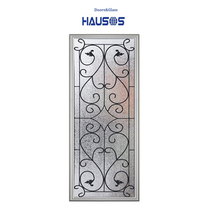 Inserts décoratifs en verre de porte Full Lite 24 "X 66" Kit de verre et de cadre en fer forgé gracieux - Product Image 1