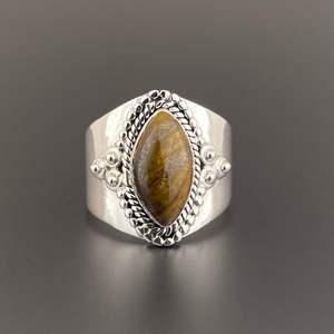 Anillo de Plata 925 Gótico Otomano con Ojo de Tigre Engastado, Talla Personalizada, Clásico Bohemio Hecho a Mano para Hombre, Boda, Fiesta, Tercera Opción - Product Image 4