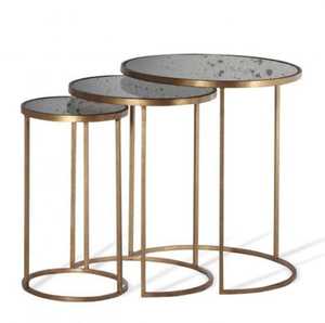 Antique Gold Metal Coffee Table Set Adjustable Height Velvet Unique Foldable Furniture for Hotel Living Room New Collection - Product Image 2