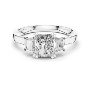 Bague à trois pierres en diamant de laboratoire taille princesse 1,40 carat pour femme, clarté VVS-VS EF, or 18 carats, 14 carats, 10 carats et argent 925, rose - Product Image 2