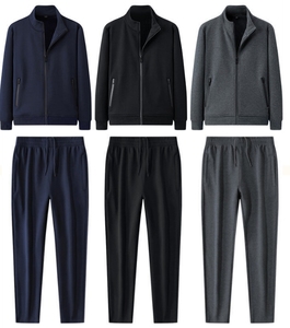 Survêtement de sport noir en tricot, survêtement personnalisé en molleton de coton pour hommes - Product Image 1