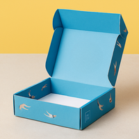 Boîte postale en carton ondulé bleu personnalisée avec logo Boîte d'emballage d'expédition pliable pour abonnement, cadeau et commerce électronique