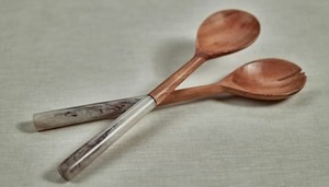 Wooden and resin Spoon Salad Dishes Server Spoons Best Quality Wood Cooking Tool <b>Sets</b> - Product Image 2