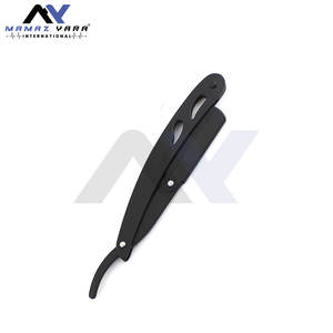 Juego de Navajas de Afeitar Profesionales de Acero Inoxidable Negro Mate con Funda de Cuero, Navajas de Afeitar Tradicionales para Barbería - Product Image 3