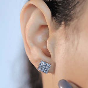 NOVAMART Fine Geometric Trendy Zircon <b>Stud</b> <b>Earrings</b> for Party | Brass & Pearl Hoop Religious Style Wholesale Export - Product Image 3