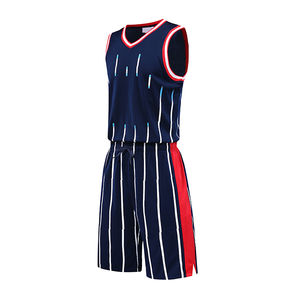 Uniforme de basket-ball sublimé en tissu durable, vêtements de basket-ball pour jeunes à col en V côtelé du fabricant de vêtements de sport COSH - Product Image 3