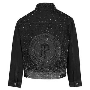 Veste jeans en strass pour hommes, vêtements d'extérieur élégants, veste jeans en strass à la mode avec design personnalisé - Product Image 2