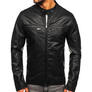 Chaqueta impermeable a prueba de viento con cuello levantado de alta calidad, chaqueta de cuero PU para motocicleta, chaqueta de cuero - Product Image 3