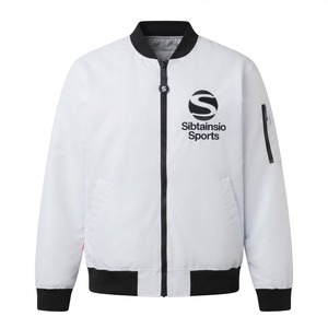 Chaqueta Bomber Blanca Personalizada con Ribete Negro, Chaqueta Universitaria Vintage de Dos Colores, Chaqueta de Béisbol de Alta Calidad para Otoño e Invierno - Product Image 6