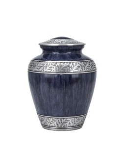 Elite Cloud-Urna de cremación azul y plata para cenizas humanas, urna funeraria para adultos, hecha a mano, (Cloud Blue Adult Urn - 200 Cu/in) - Product Image 1