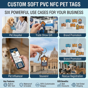Porte-clés intelligent NFC avec puce, étiquette QR pour animaux de compagnie, affichage du nom, contact, photo, historique des allergies, protection de la vie privée, étiquette de collier en PVC souple - Product Image 3