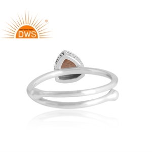 Latest Selling 925 Sterling Silver Natural Peach <b>Moon</b> Stone Gemstone <b>Ring</b> Custom Jewelry For Women Gift For Her - Product Image 2