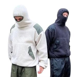 Veste à capuche zippée intégrale personnalisée, pulls d'hiver épais et chauds en polaire, masque à capuche, veste ninja en sherpa pour hommes - Product Image 1